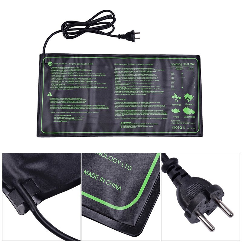 Esterilla de calor semillero para vivero almohadilla de arranque clonada de germinación de semillas, impermeable, suministros para jardín, enchufe para UE, EE. UU., Reino Unido