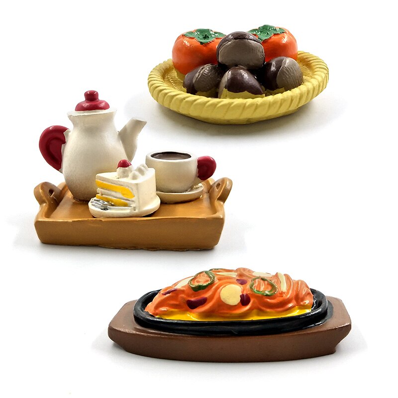 1 pc Simulatie Voedsel Koffie Cake Mini figurine Decor Fairy Garden stripfiguur standbeeld Model Hars ambachtelijke speelgoed ornamenten