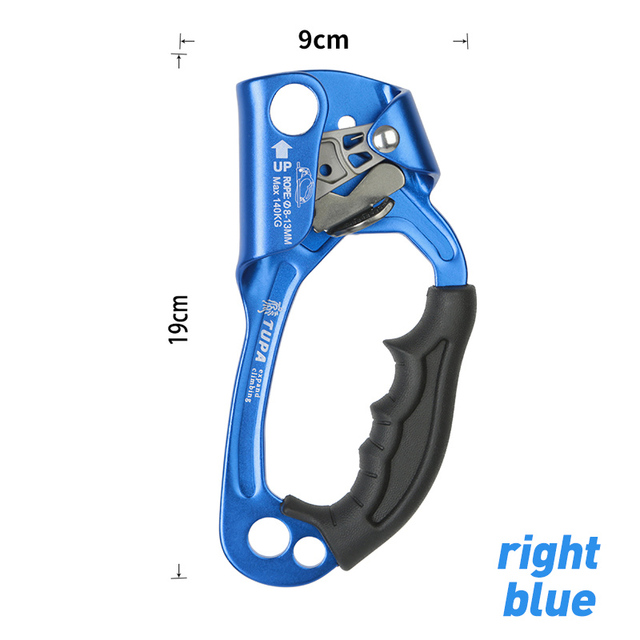 Arrampicata all&#39;aperto dispositivo professionale per arrampicata a mano alpinista maniglia Ascender mano sinistra strumenti per arrampicata a mano destra: Blu