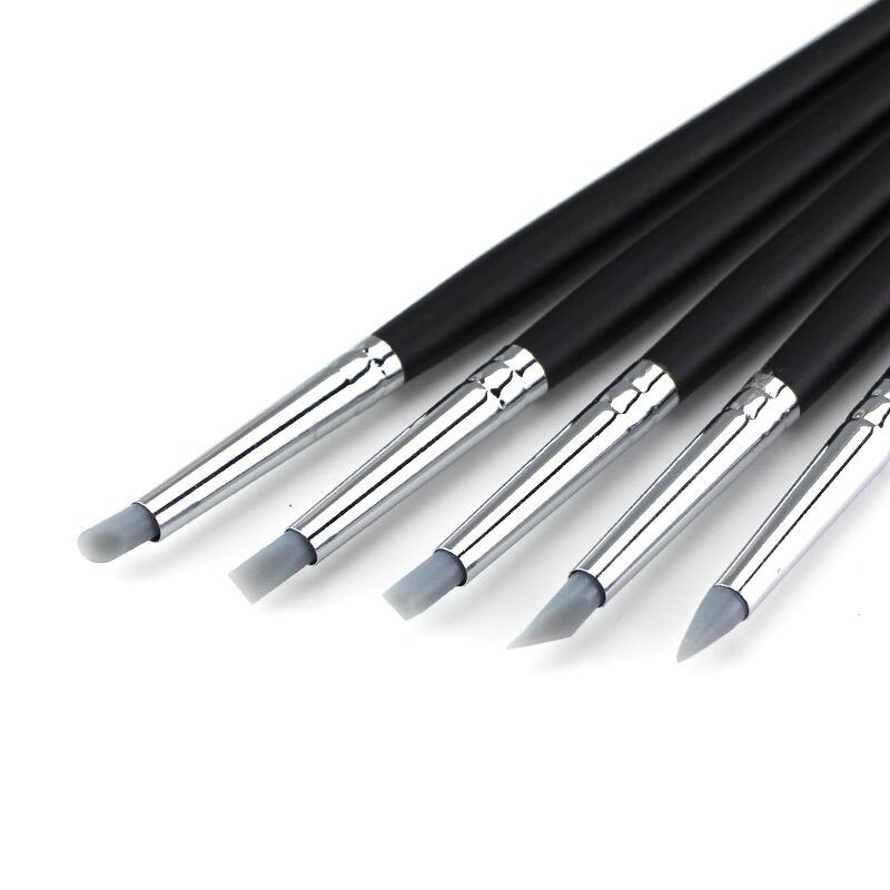 5 Pcs Nail Art Pen Brushes Soft Silicone Clay Carving Craft Supplies Pottery Sculpture UV Gel Building Clay Pencil DIY Tools