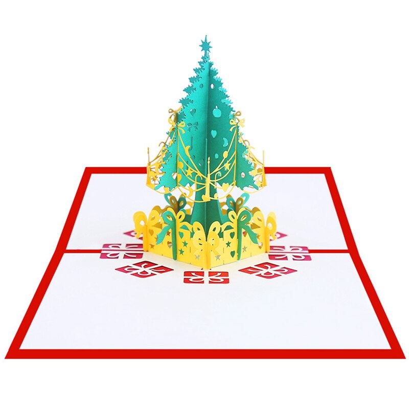 3D Pop Up Kerstkaart Decoraties Kerstboom Groeten Kaart Voor Xmas Jaar Wenskaarten Handgemaakte