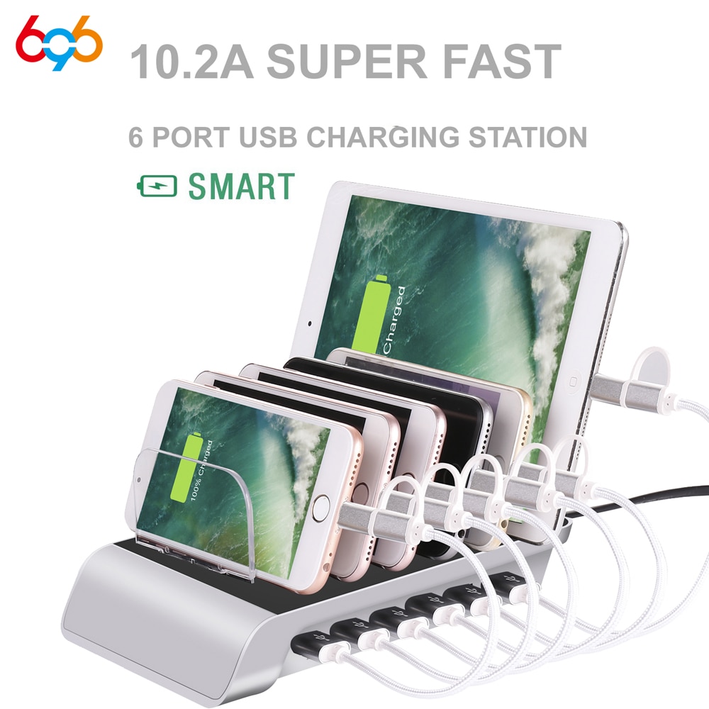 6 Poorten Usb Charger Hub Desktop Charging Stand 2.4A Multi Usb Charger Quick Charge Eu Dock Station Power Adapter Oplader ons Au