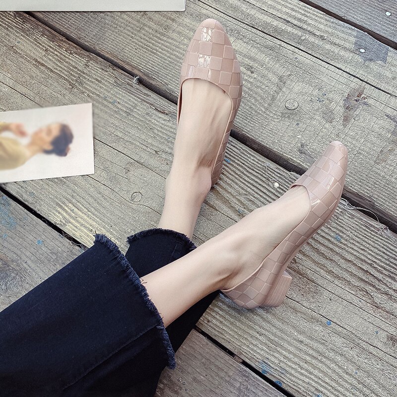 Waterdichte antislip damesschoenen koreaanse stijl pumps hakken rubberen jelly schoenen