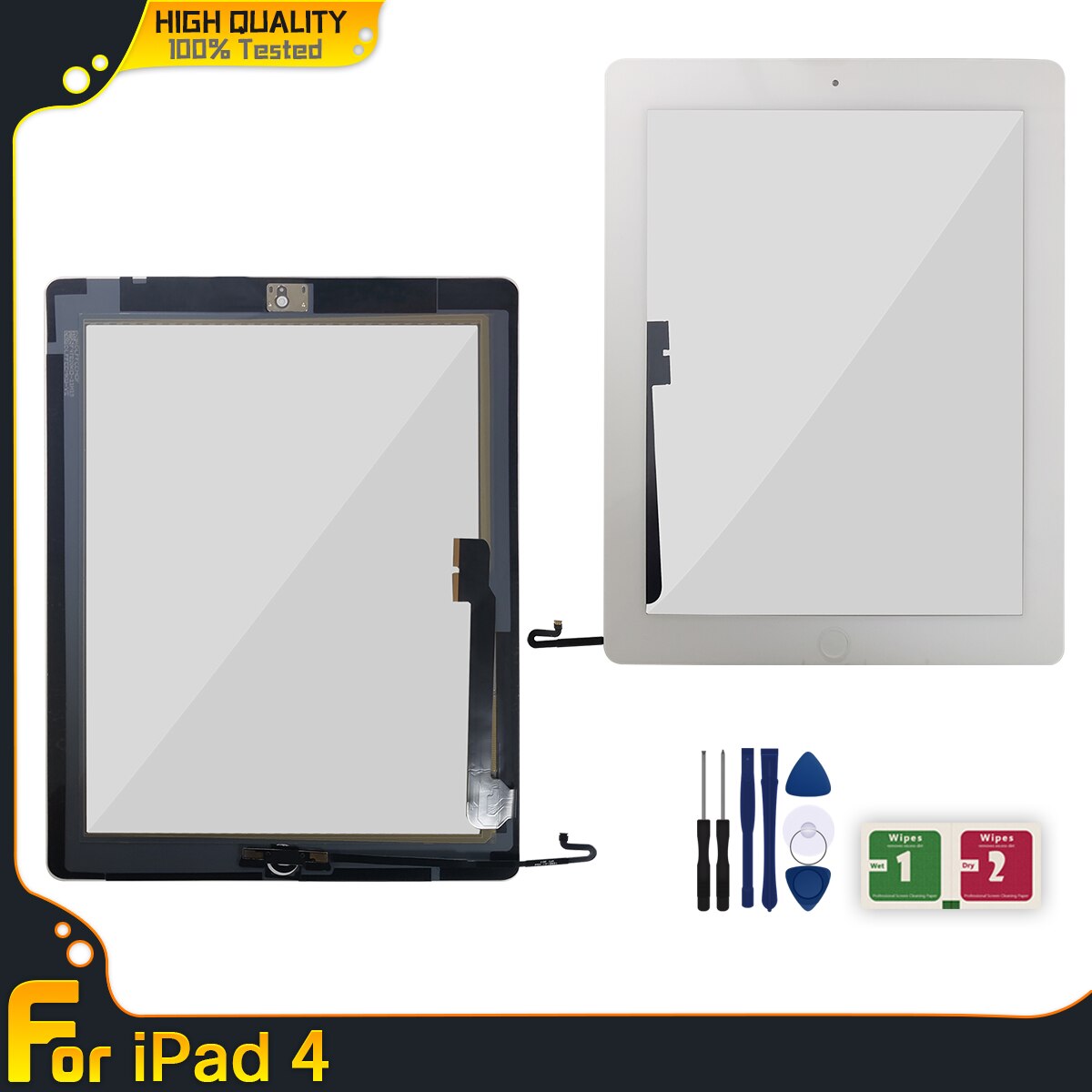 Getest Touch Screen Voor Ipad 4 4th Gen A1458 A1459 A1460 Outer Voor Glas Digitizer Sensor Vervanging