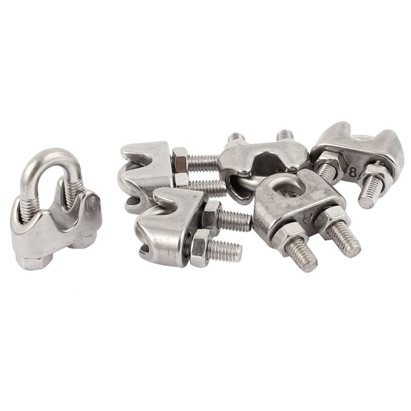 6pcs 8mm 5/16-inch Stainless Steel Wire Rope Cable Clamp Clips