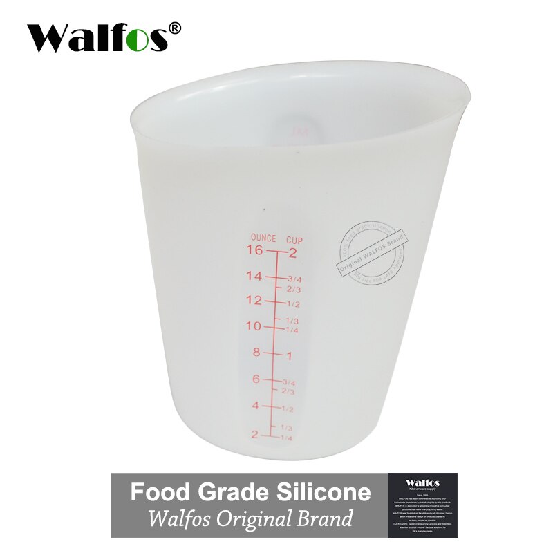 WALFOS-tazas medidoras de silicona flexibles, Alimentaria, 500ml, cuchara de medir, utensilios para hornear, utensilios de repostería para Cocina: 500 ml white