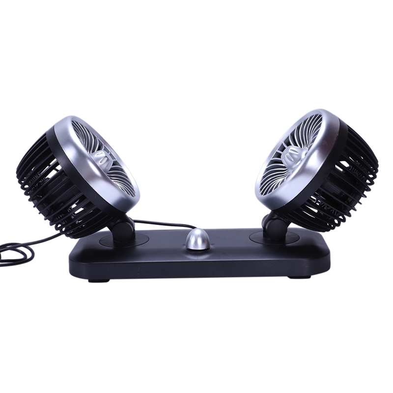 12V Mini Electric Car Fan Low Noise Summer Car Air Conditioner Rotating 2 Gears Adjustable Air Cooling Fan