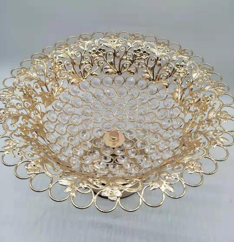 Keukenaccessoire vergulde metalen ronde fruitschaal snoepschaaltjes voor bruiloften en feesten borden voor huisdecoratie