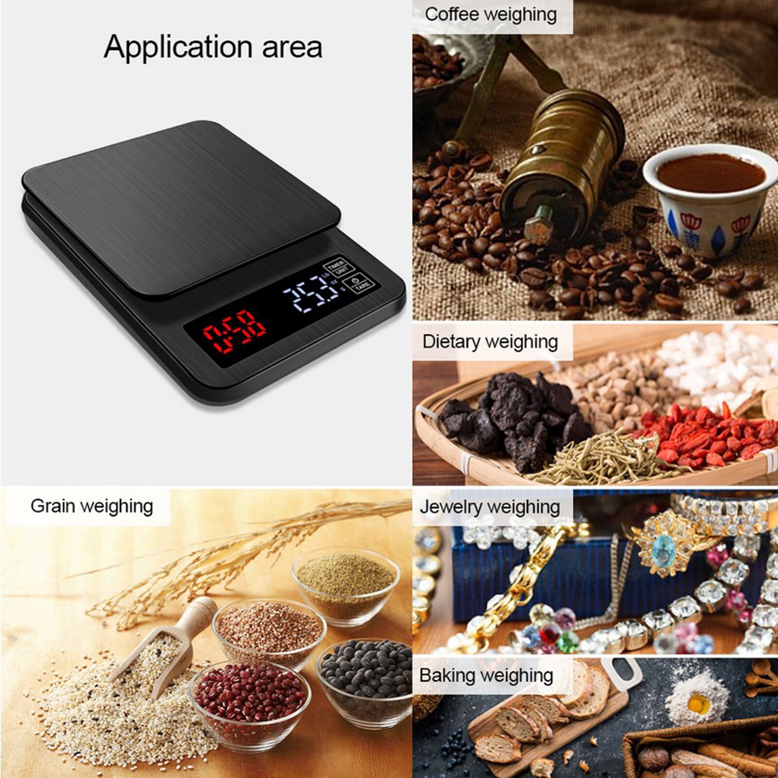 Mini Coffee Scale with Timer Digital Pour Over Drip Espresso Scale LCD Display: 5kg 0.1g