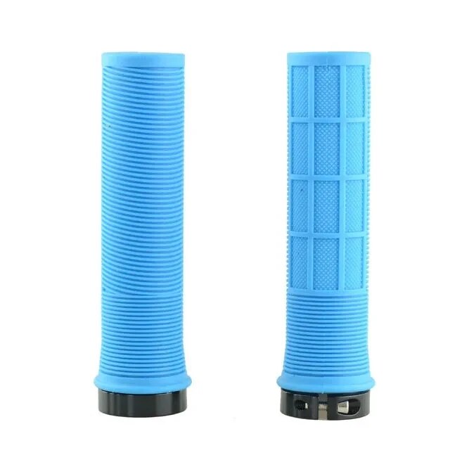 Empuñaduras de bicicleta TPR, empuñaduras de manillar de bicicleta integradas, bloqueo de aleación de aluminio en manijas de bicicleta, puños antideslizantes para bicicleta de montaña, pieza de bicicleta: Azul
