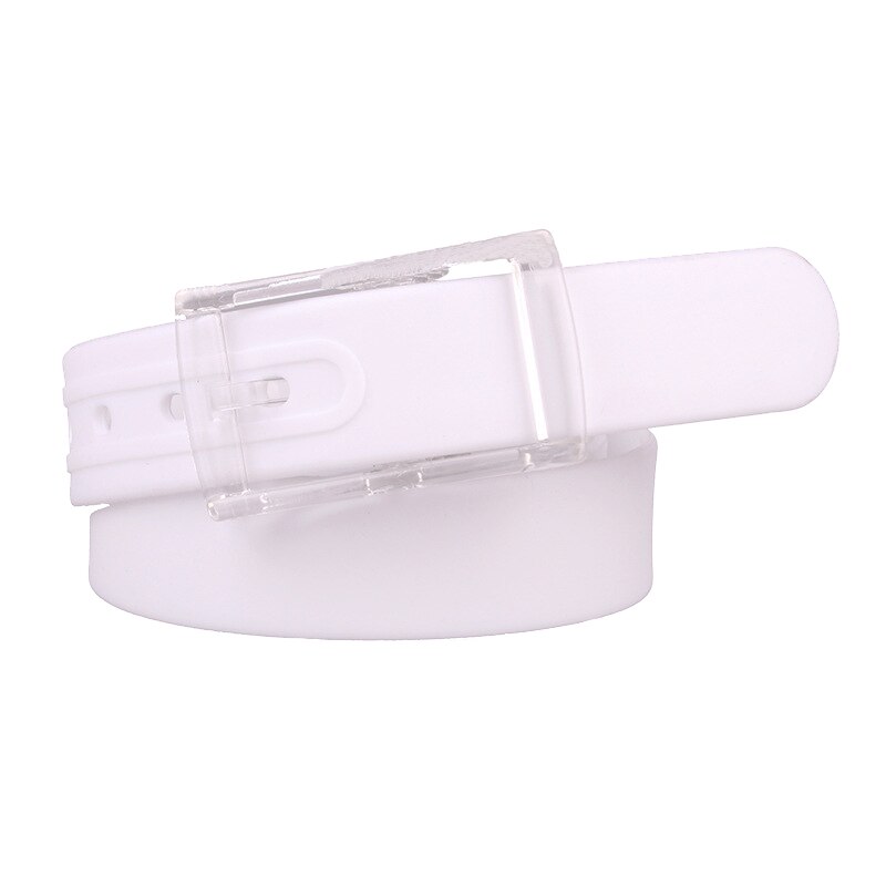 Candy Colors Jelly Rubber Plastic Buckle Belts Adjustable Unisex Women Men Silicone Belt Student Jeans Pants Straps Wristband: White