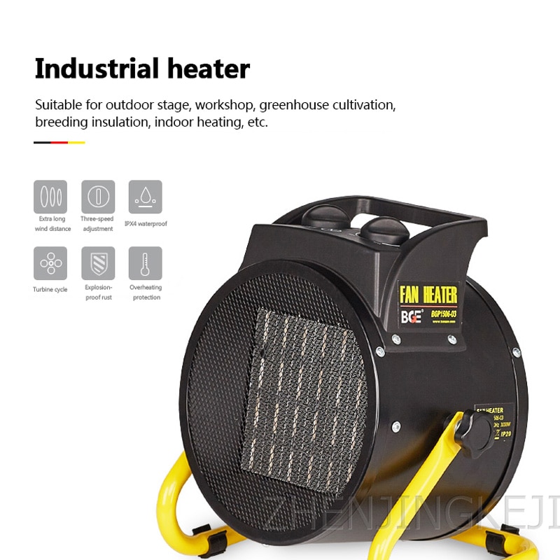 3KW Warming Machine Heater Bathroom Workshop Greenhouse Planting Breeding Heater Fan Dryer Indoor Heating Electric Heater