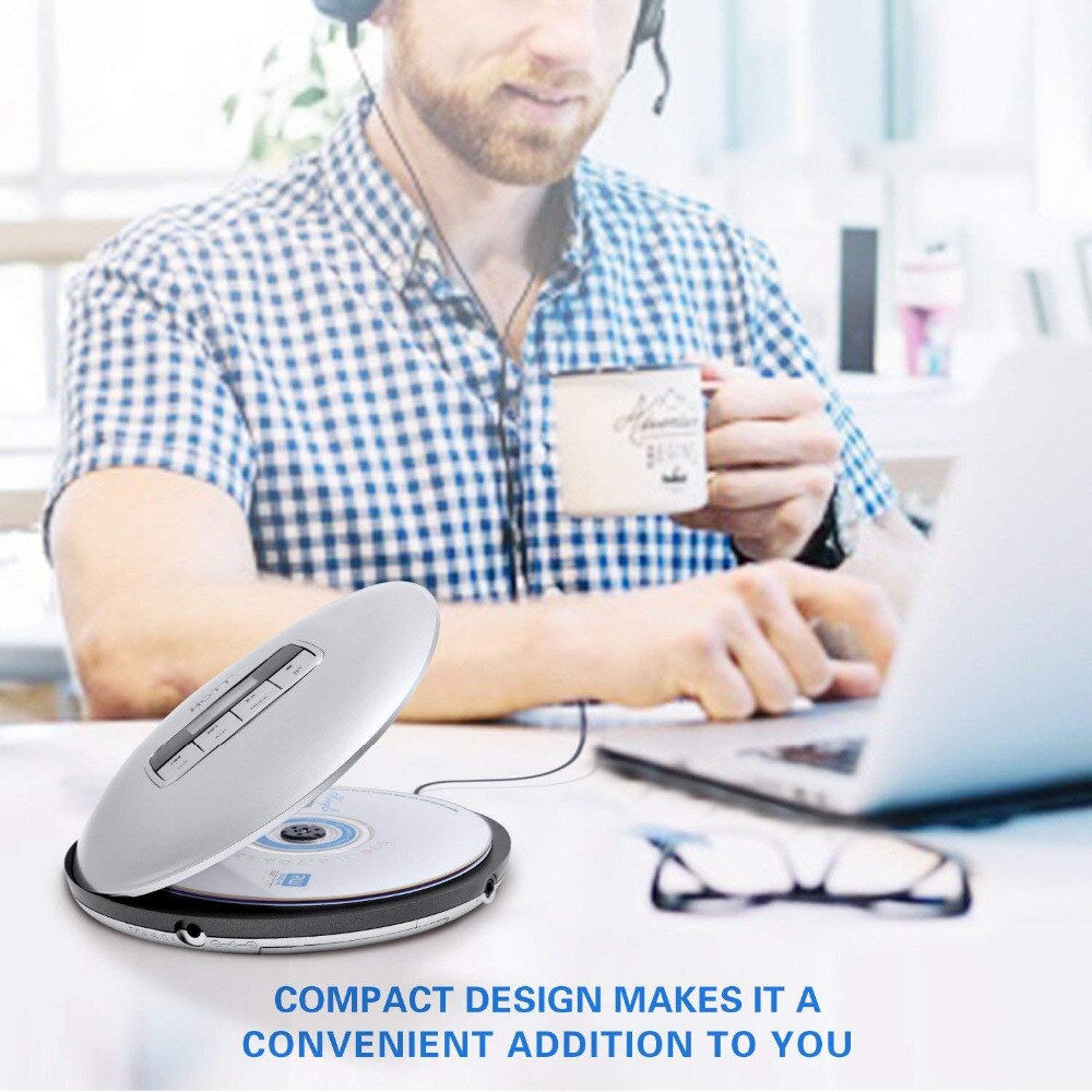 HOTT Portable CD Player With LCD Headphone Jack Anti-Slip Shockproof Protection Compact Music Disc Walkman Player CD 511