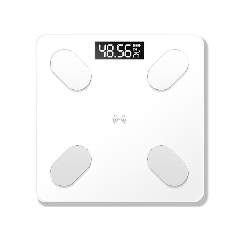 26*26cm lichaamsvetweegschalen slimme bmi-weegschaal led digitale badkamer draadloze weegschaal lichaamsgewicht bluetooth-weegschaal android ios-app: Wit
