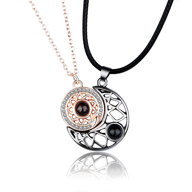 Collana coppia magnetica ti amo 100 lingue abbinate coppia collane collana pendente cuore per amico san valentino: Rose