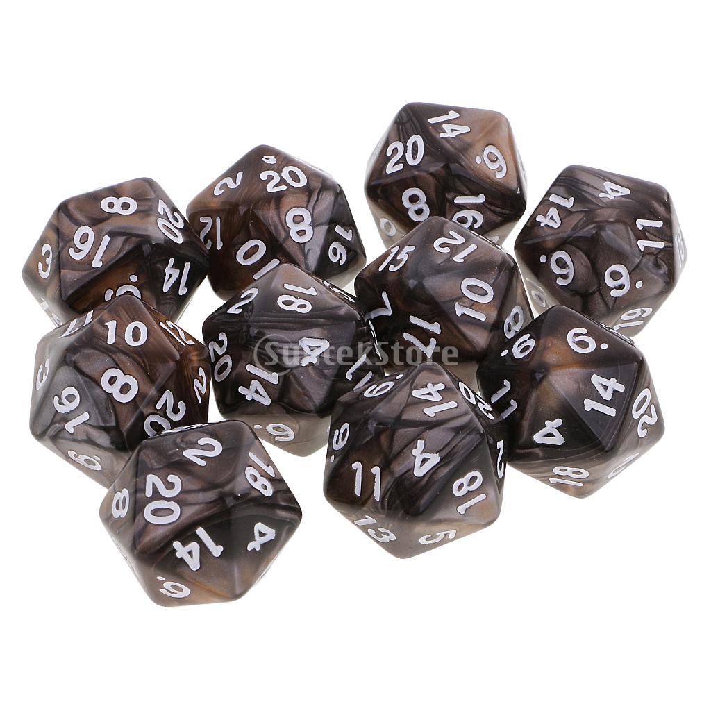 10 stücke 20 Seitige Würfel D20 Polyhedral Würfel für Dungeons und Drachen Tabelle Spiele Kaffee Grau