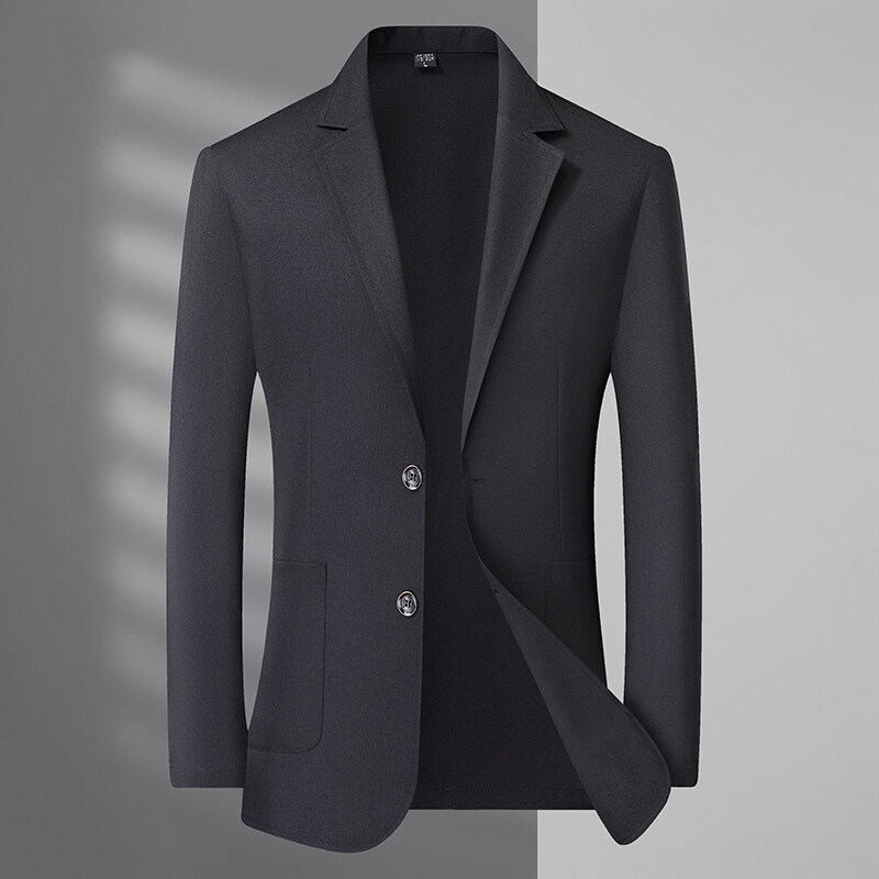 Un traje de protección solar para hombre moderno y con cuello de lino y dos botones, junto con una chaqueta protectora solar.: M / Negro