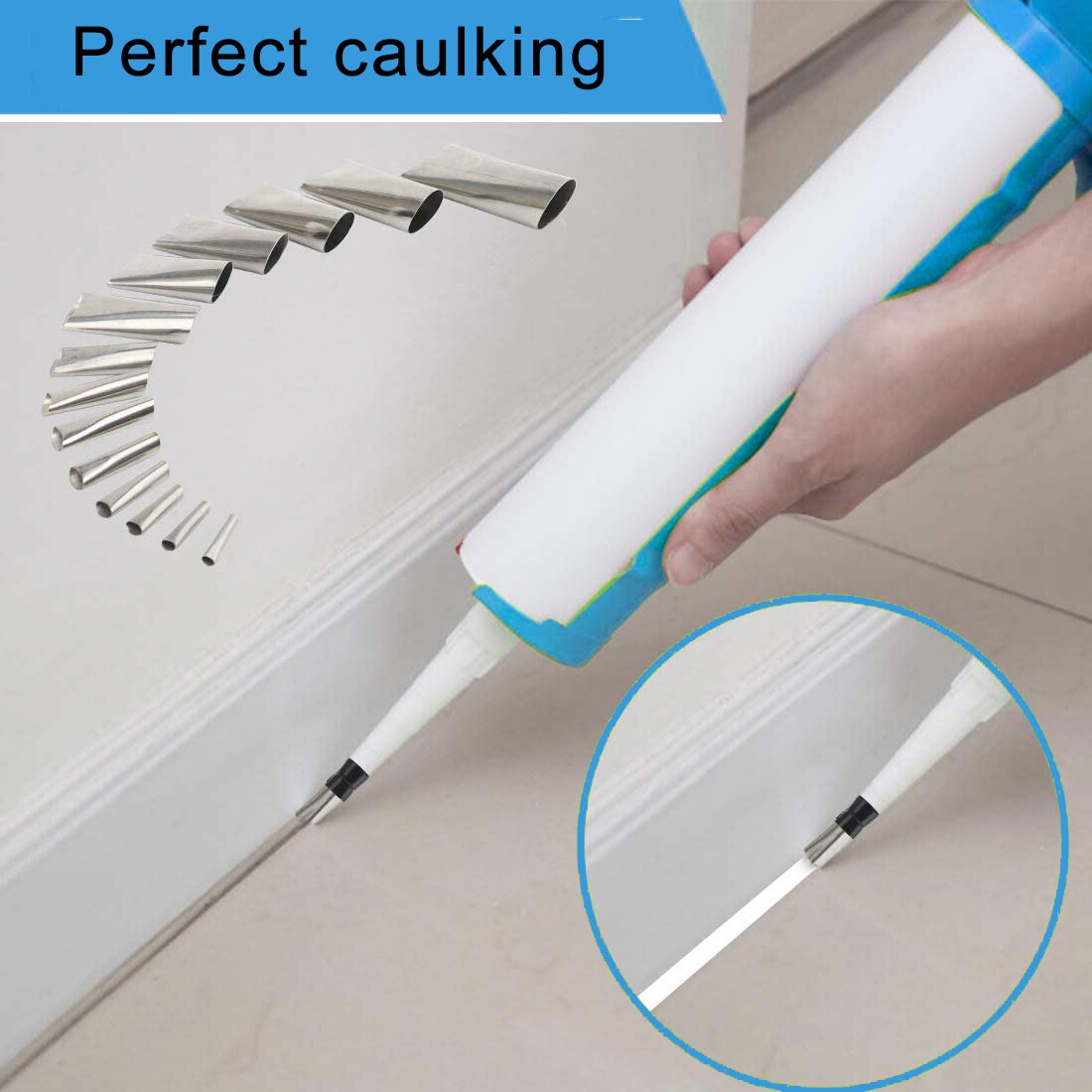 16Pcs Kalefateren Nozzle Applicator Borstel Lijm Nozzle Tape Werkbladen Windows Finisher Breeuwen Nozzle Spatels Filler Applicator