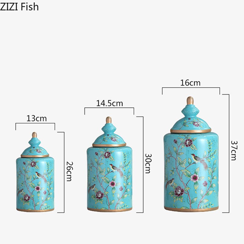 Bocaux de rangement en porcelaine à motifs de fleurs peintes, pot à bonbons Antique, boîte à thé, Vase en céramique polyvalent, décor Vintage pour la maison