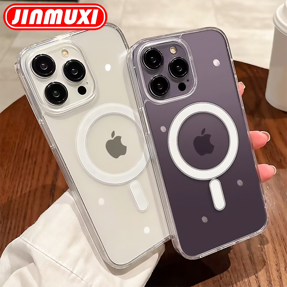 Funda transparente para carga inalámbrica Magsafe para Apple iPhone 16 15 14 13 12 11 Pro Max Plus Mini funda transparente acrílica magnética