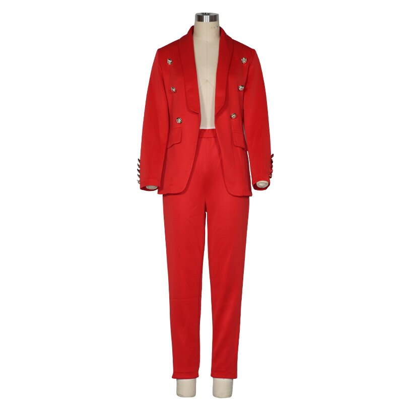 Vinter kvinder sæt med indhak fulde ærmer blazere blyant bukser jakkesæt kontor dame todelt sæt træningsdragter casual outfits  gl806