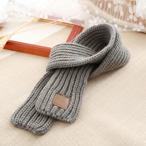 Bufanda de invierno para niños, abrigo de cuello para niño y niña, envoltura de cuello de bebé de lana cálida, cuello de punto para bebé de otoño: gray