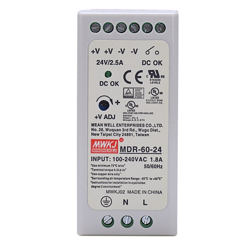 MDR-60 24V 60W Din Rail power supply ac-dc driver voltage regulator power suply 110V 220V