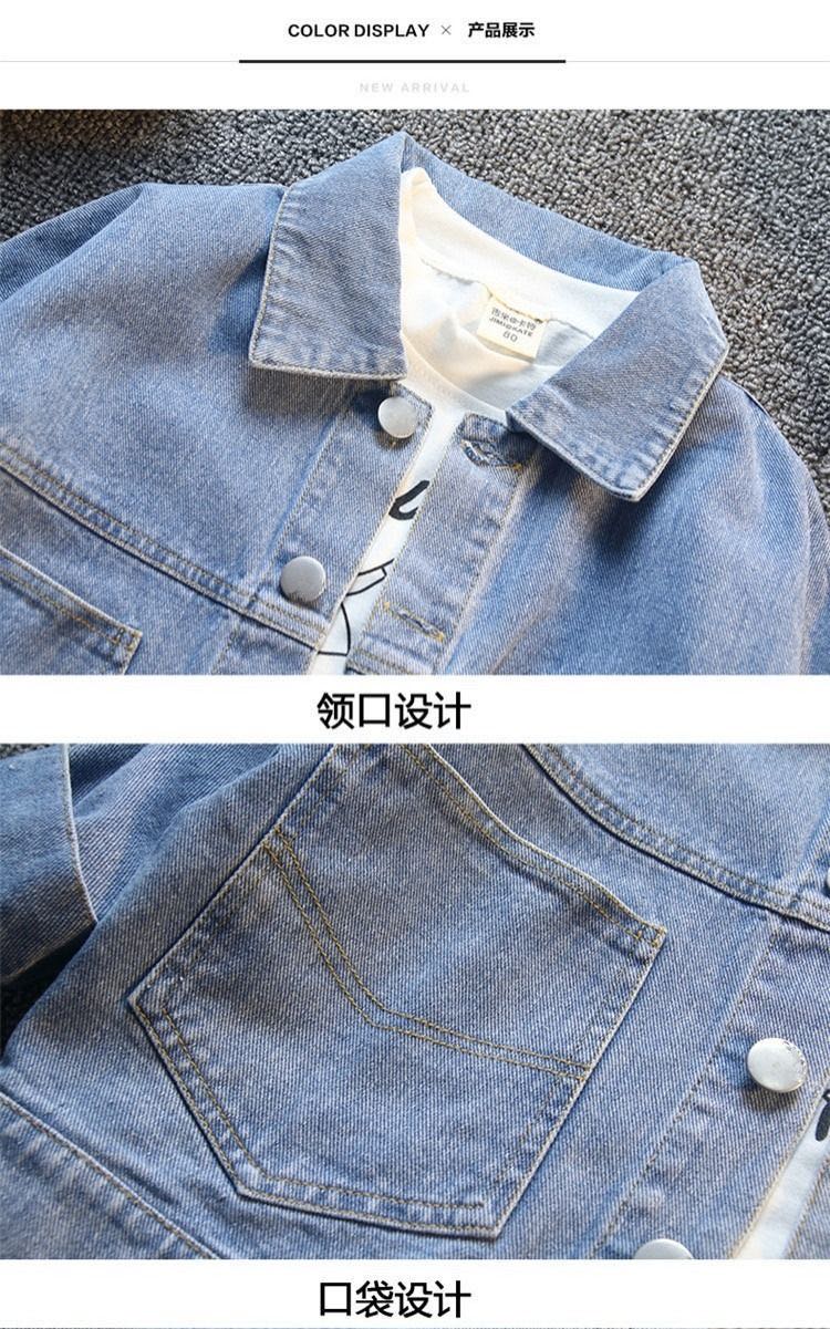 Frühling Outwear für Jungen Mädchen Denim lässig-Geschmack Jacke Mantel freundlicher Kleidung Baumwolle freundlicher Jean Mantel Baby Kleidung