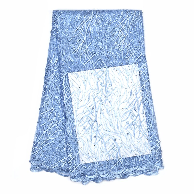Koronka haftowana francuska koronka z afrykańską koronką tkanina ślubna z francuskiej koronki: Niebieski