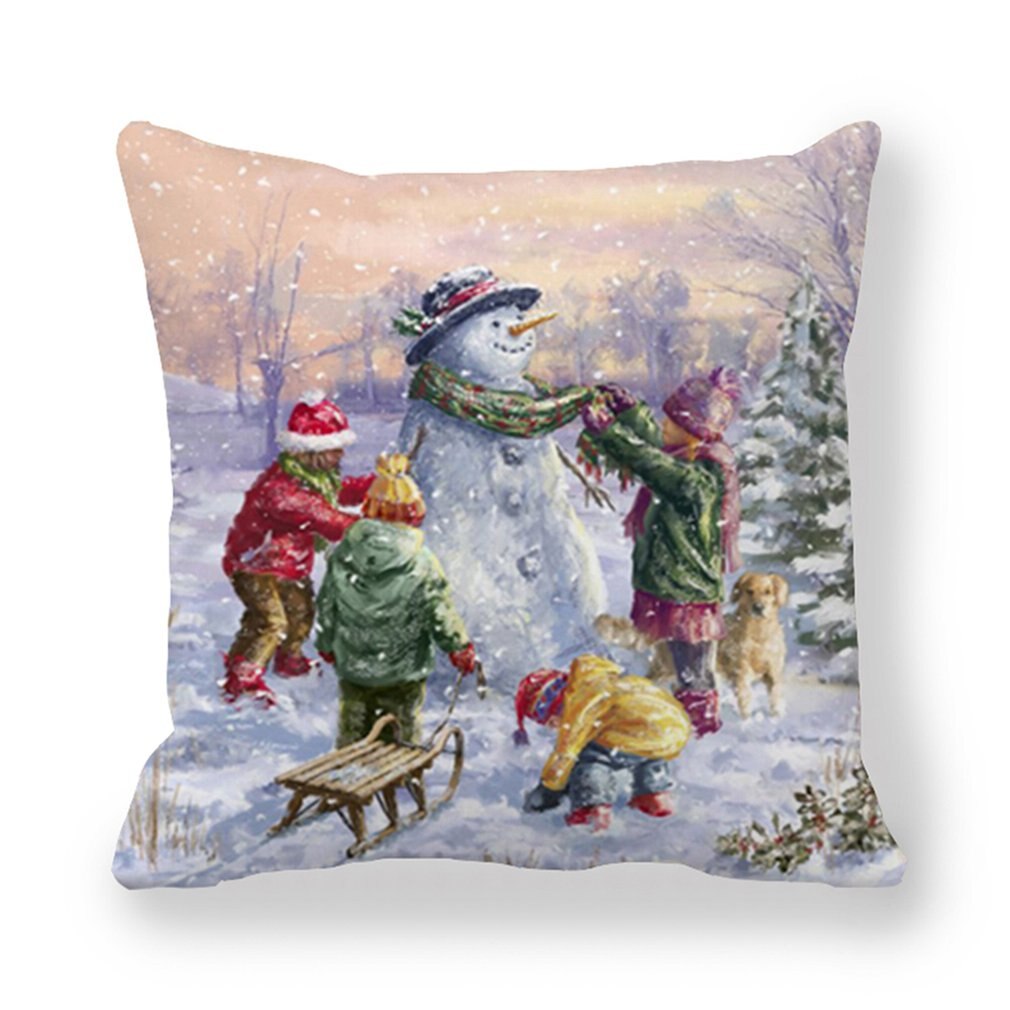 Eland hert kerstman sneeuwpop kerst kussenhoes sierkussen kerst jaar decoratie huisdecoratie polyester kussensloop: 39