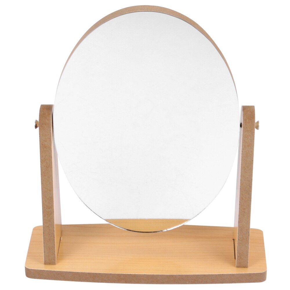 Vanity Makeup Mirror with Natural Wood Stand 360 Degree Swivel Desktop Mirror: Default Title