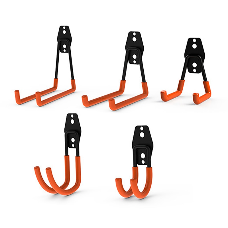 Orange Steel Garage Storage Utility Double Hooks Warehouse Balcony Metal Garden Wall Organizer Hanger 1pc