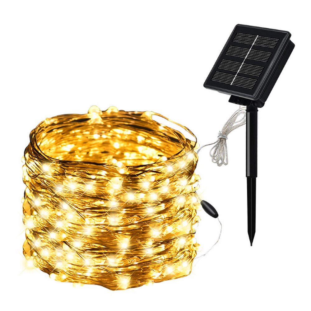 Solcellelampe kobber lampe lampesnor 100/200 led fødselsdag julepynt udendørs gårdhave farve lampe festivalhave