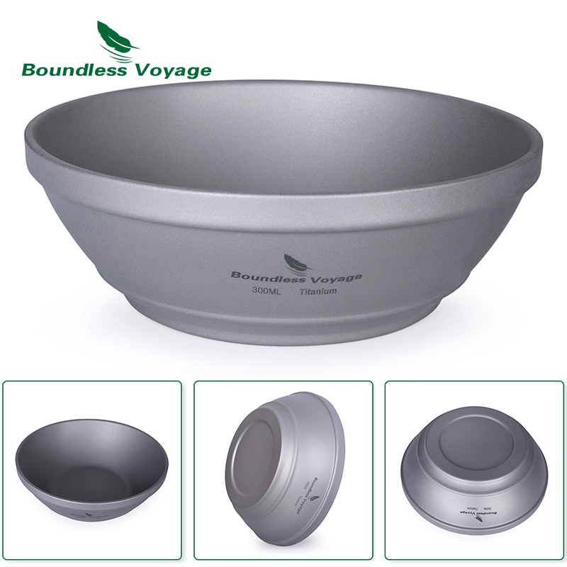 Viagem sem limites ao ar livre titânio dupla-parede 300ml tigela acampamento caminhadas ultraleve utensílios de cozinha portátil ti1082t