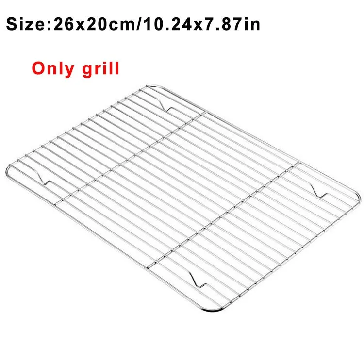 Bandeja para hornear galletas con parrilla Rectangular de acero inoxidable con rejilla de enfriamiento extraíble, utensilio de cocina, bandeja antiadherente adecuada para horno: naranja
