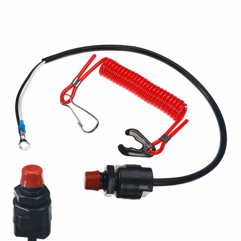 Emergency Kill Stop Switch Outboard Cut Off Boat Motor Emergency Kill Stop Switch 2.8x5.5cm W/Safety Tether Lanyard