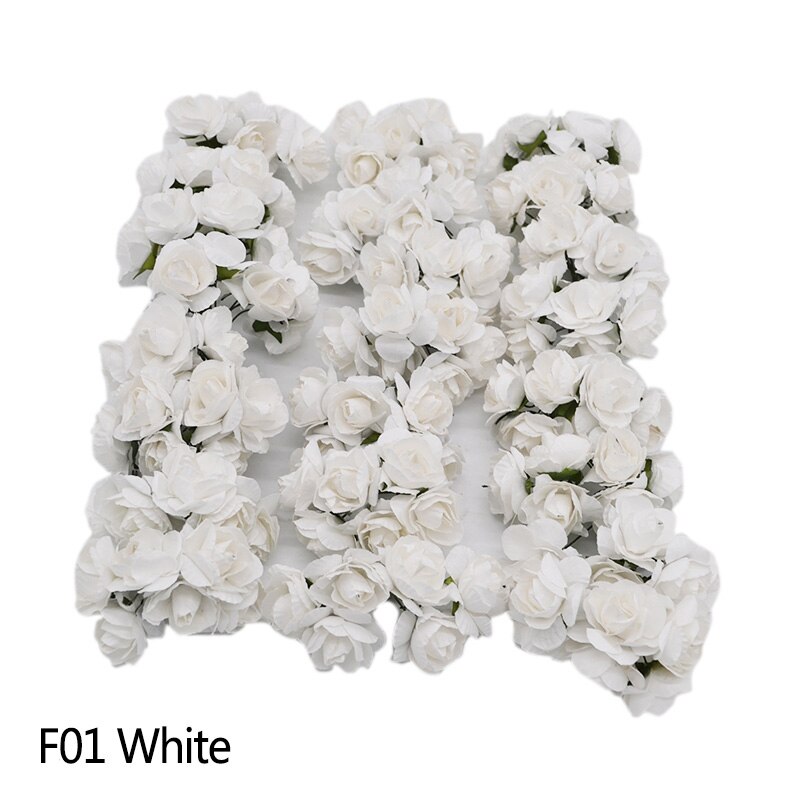3cm 72PCS Artificial Flowers Paper Flower Head Bouquet DIY Craft Wreath Scrapbooking Flower Wedding Decoration Party Supplies: F01 White