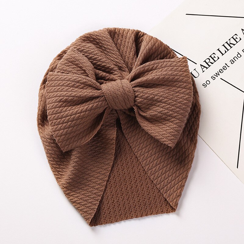 Wafel Tulband Hoed Baby Knoop Boog Hoofdband Baby Zachte Elastische Hoofd Wraps Kids Meisjes Bonnet Mutsen Cap Pasgeboren Hoofddeksels: 3