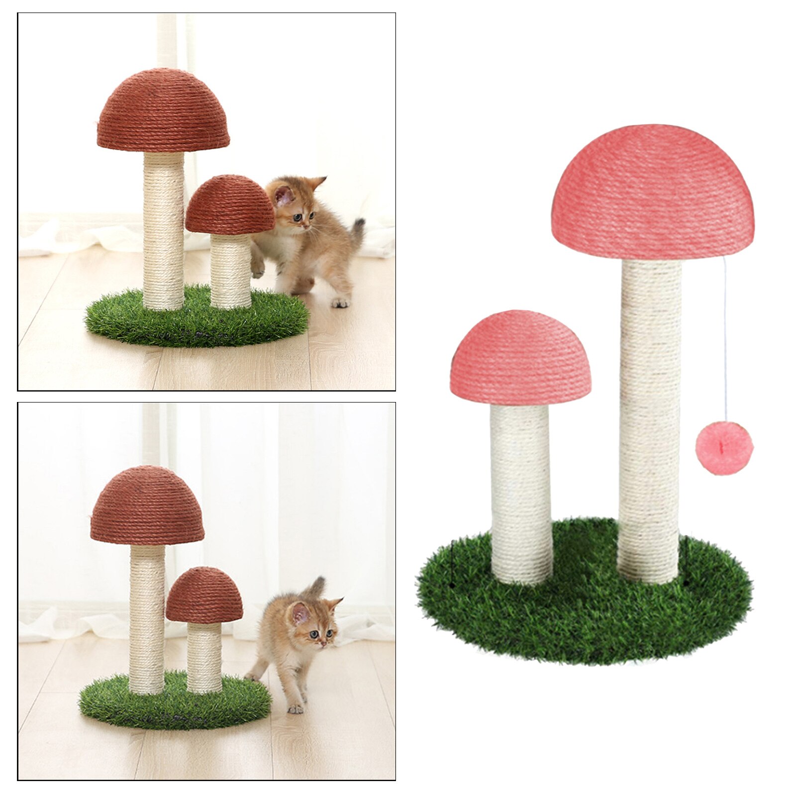 Cat Scratching Post Pet Play Fun Toy Scratcher Board for Lovely Cats: Pink with Ball
