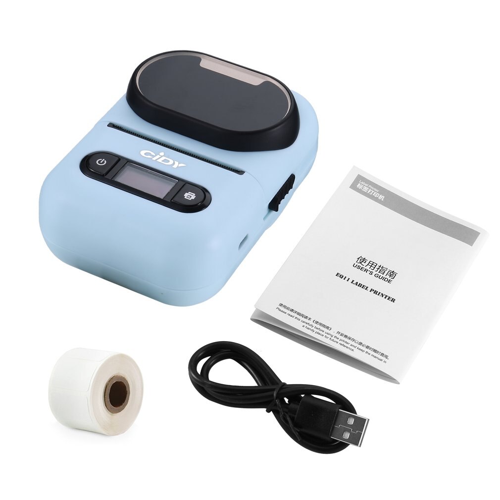 Eq11 Mini Thermische Label Printer Draagbare Label Printer Geschikt Voor Label Office Kabel Bar Code Met Label Papier: Blauw