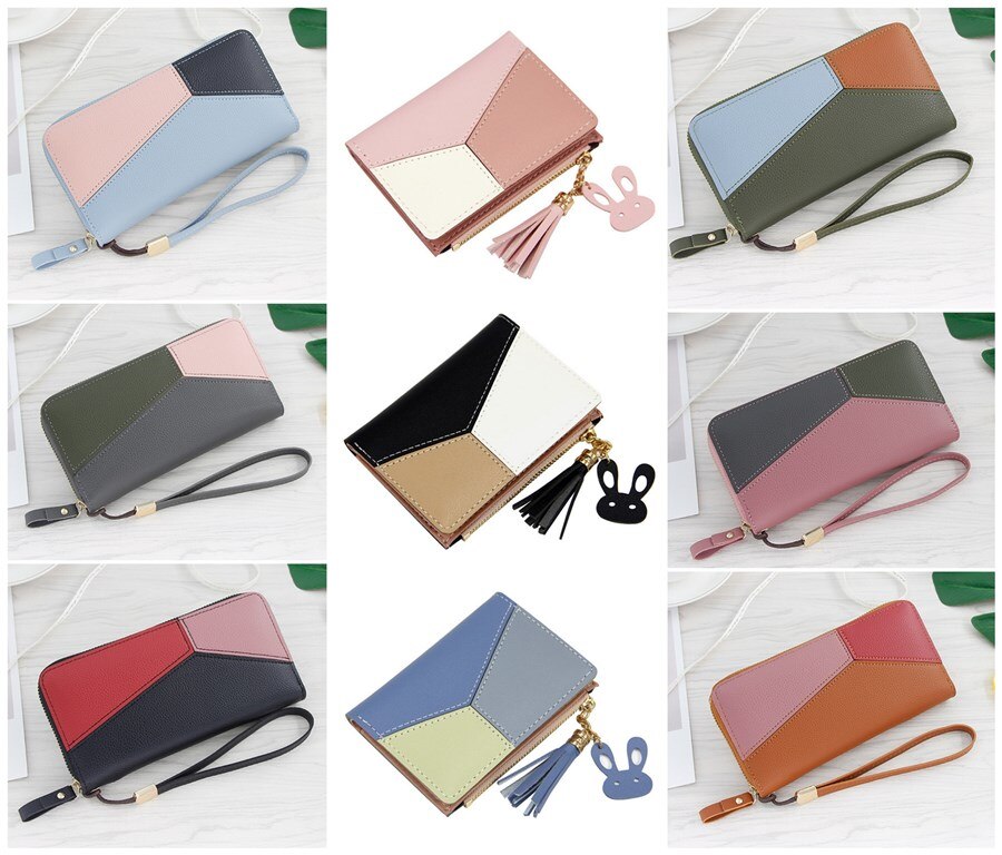 3 couleur gland chaîne portefeuille pochette dame S en plein air tendance couleur unie gland cuir carte portefeuille