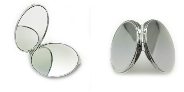 Espejo de maquillaje portátil de acero inoxidable para mujer, accesorio de mano de bolsillo, plegable, Doble espejo, pequeño de varias formas, 1 ud.