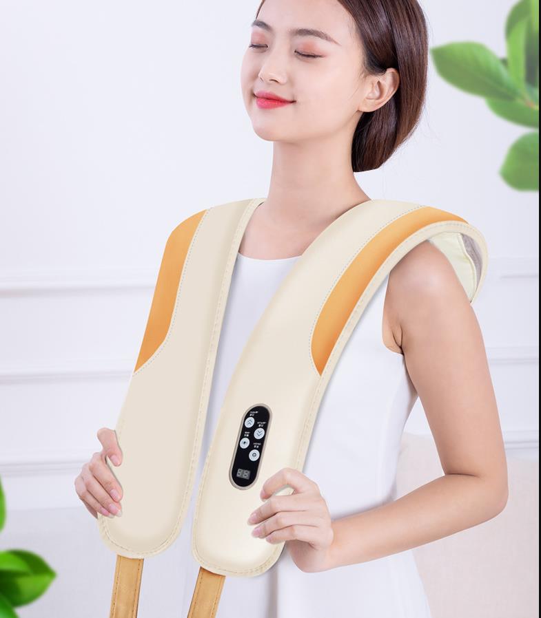 HANRIVER Electric Neck Shoulder Knocking Massager Shawl Cervical Back Waist Lumbar Massage Cape Device Health Care 4 KnockHeads: UK / Orange