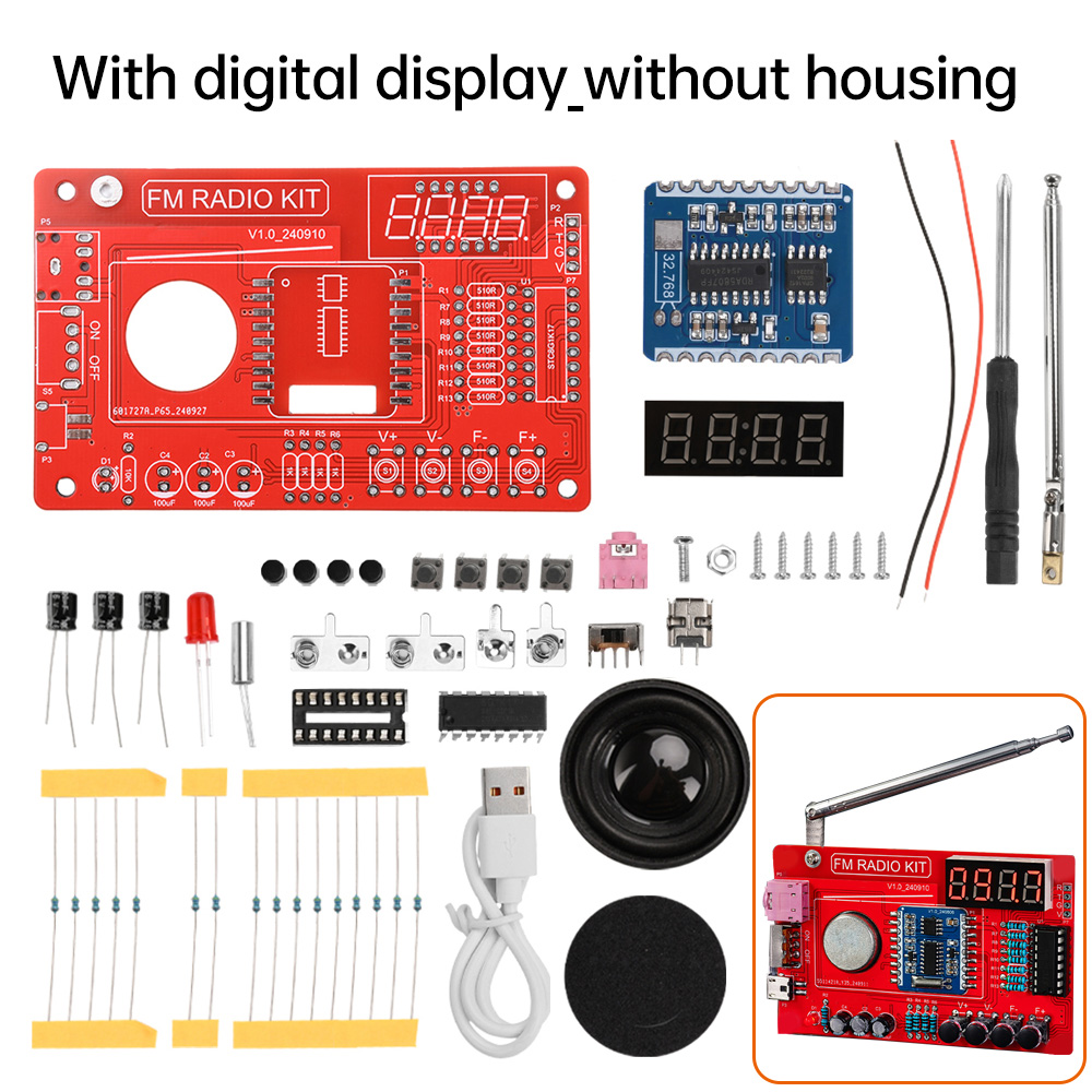 DIY Radio FM zestaw elektroniczny 87-108MHZ Radio FM zestaw do samodzielnego montażu części do ćwiczeń spawalniczych RDA580 DIY projekt lutowania praktyka lutowania: Niebieski