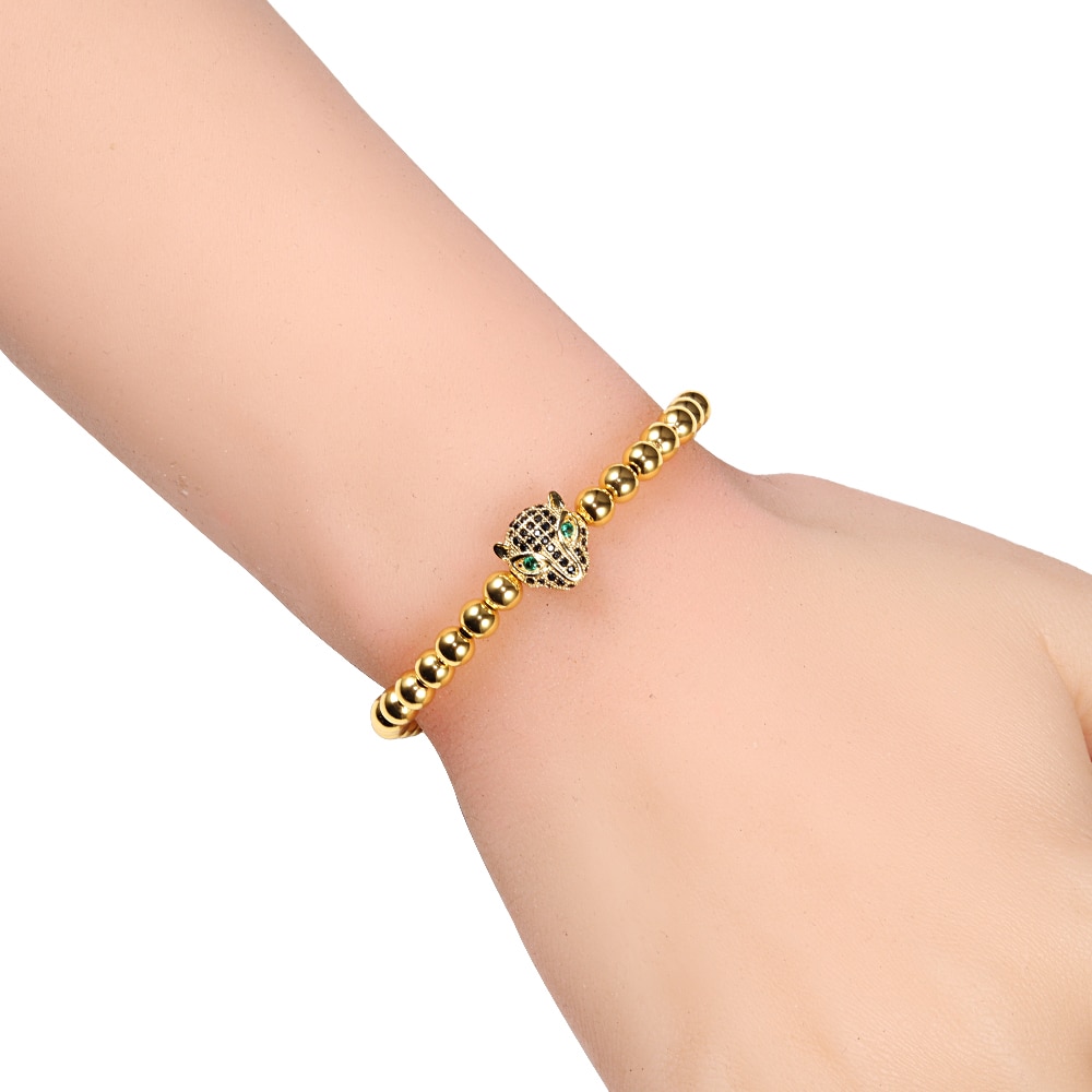 Luipaardkop armband verstelbare kralen pave zirkoon armband voor mannen vrouwen bedel sieraden beste vriend
