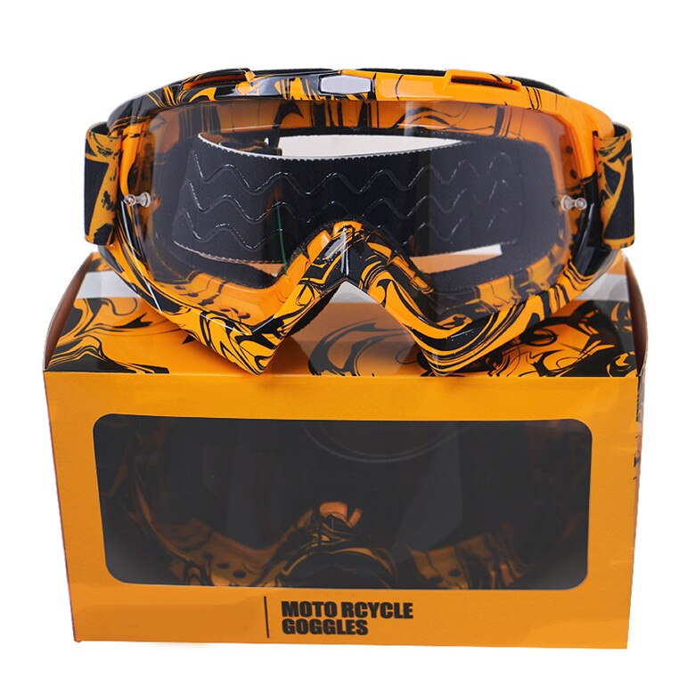 Professionele Motorcross Helm bril CE Goedgekeurd MTB Downhill Fiets bril 3 kleur beschikbaar motorhelm goggle: clear