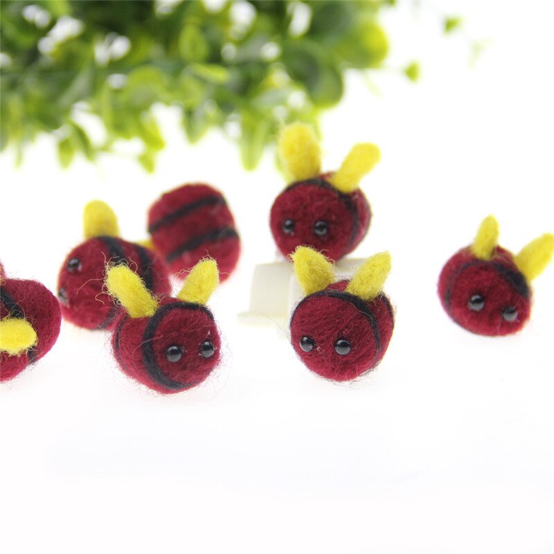 5pcs Handmade Needle Wool Felt Bee Home Party Hanging Decoration DIY Hair Accessories Finished 3D Cartoon Bee