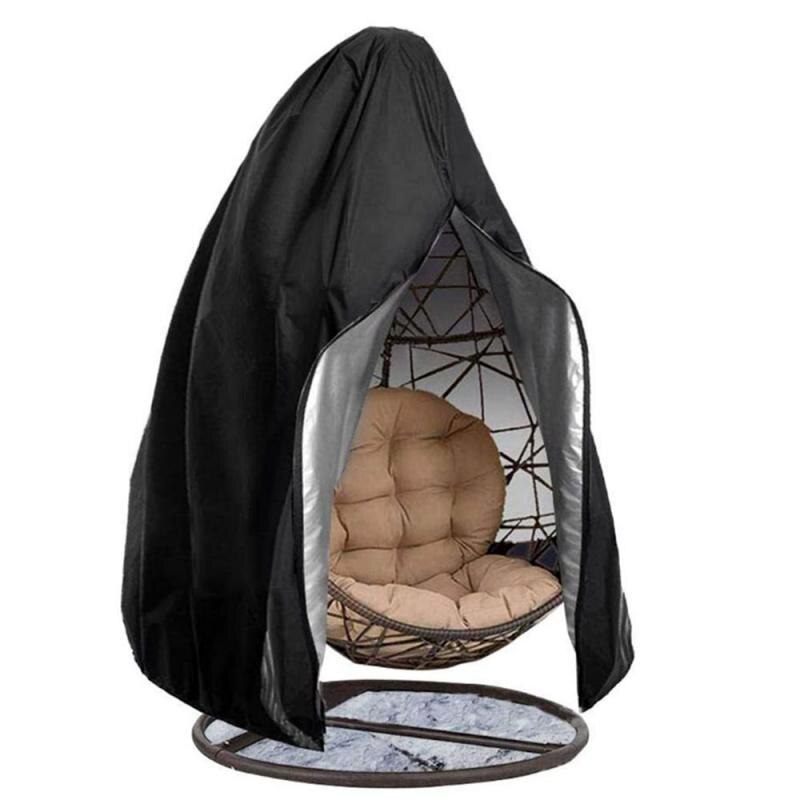 Ao ar livre pendurado ovo cadeira capa à prova dwaterproof água pára-sol pátio cadeira poeira capa de chuva protetor swing chair cover uv capa protetora: Black One Seat Zip