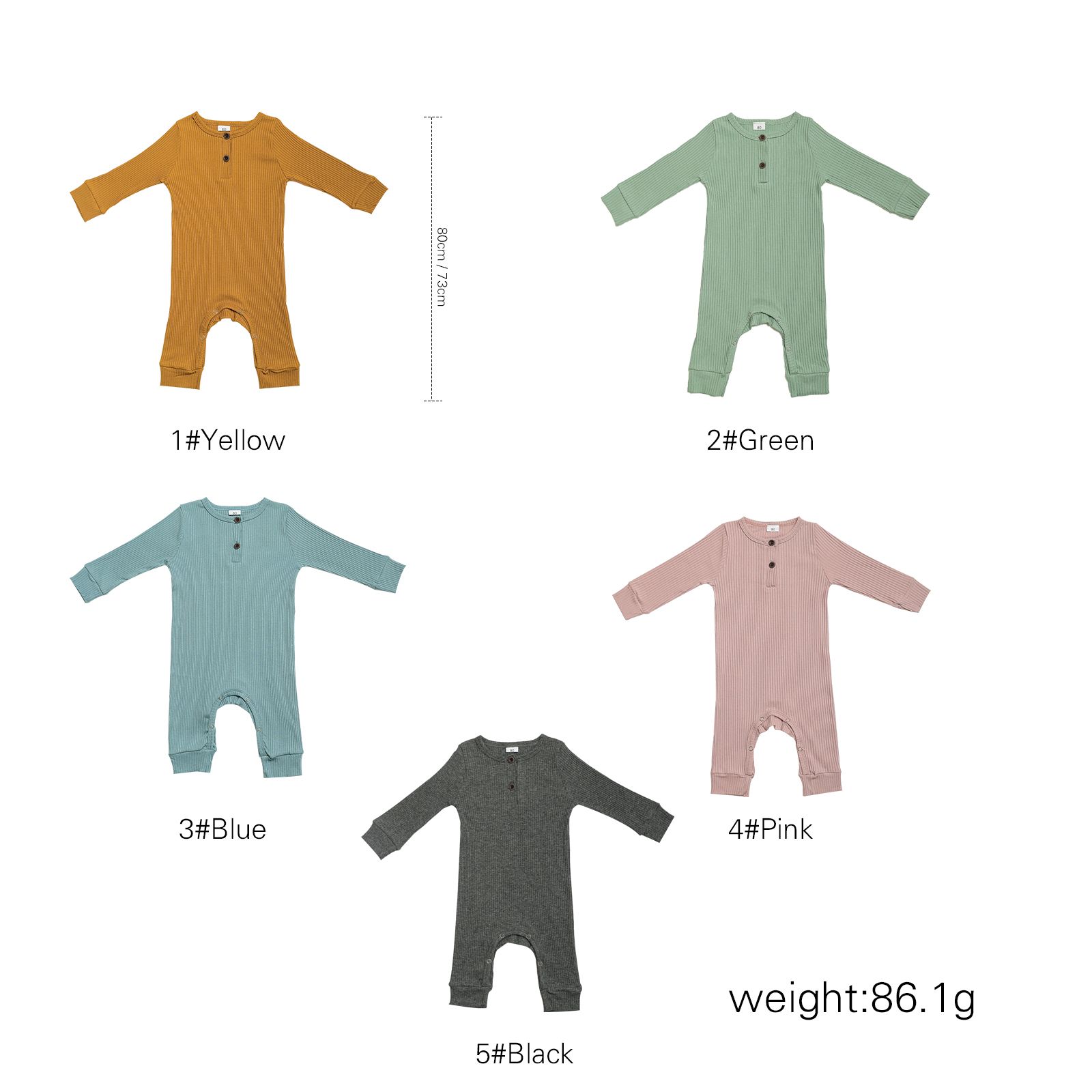 Baby-jumpsuits für frühling und herbst, Baby-Karosserie mit knöpfen, langärmelig, einfarbig, warm, Outfit 0-24m