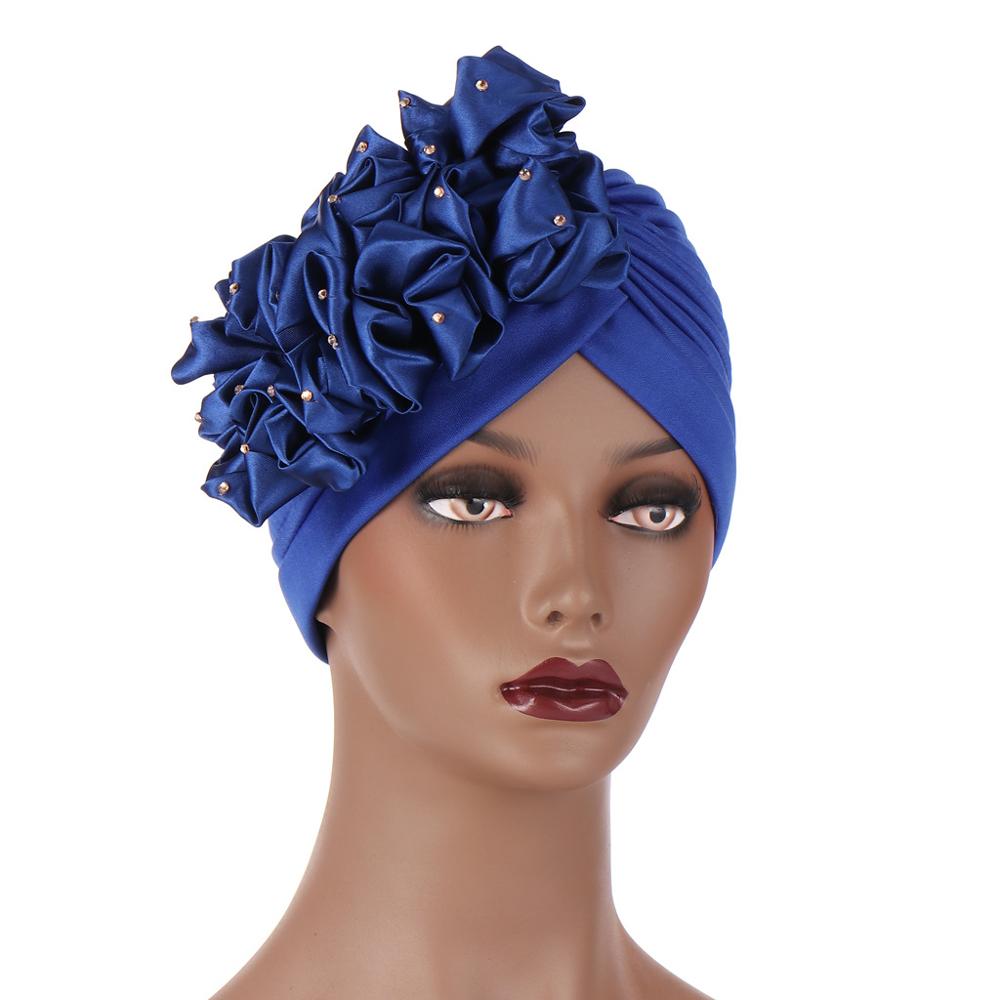 Turban à grandes fleurs pour femmes, couvre-chef, enveloppements de tête, Hijabs intérieurs musulmans, Bonnet, chapeau africain et indien,: 8
